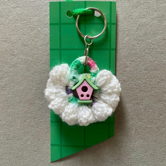 Keychain Charm, Crochet Floral Keychain, Handmade Backpack Charm - Picture 8 of 8